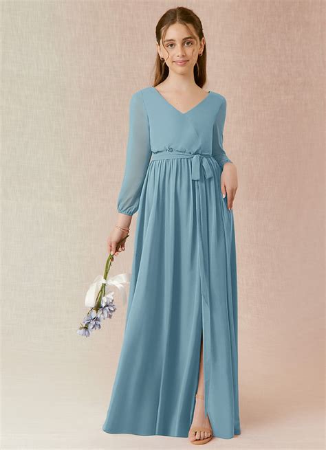 Moody Blue Azazie Angelica Jbd Junior Bridesmaid Dresses Azazie