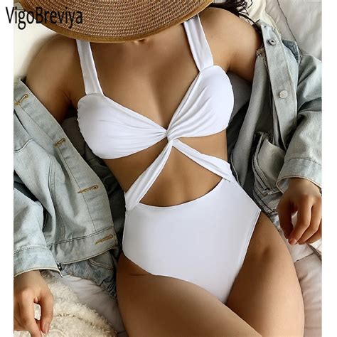 Vigobeviya 2024 Sexy Solid Strapped Swimwear Women High Waist Push Up