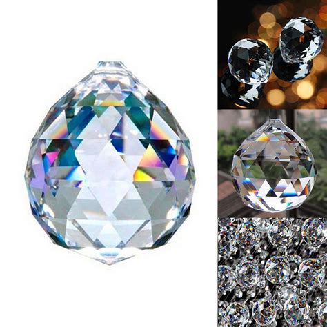 2 X 20mm Clear Crystal Ball Prisms Pendant Feng Shui Hanging Faceted