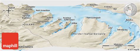 Shaded Relief Panoramic Map of Melgraseyri