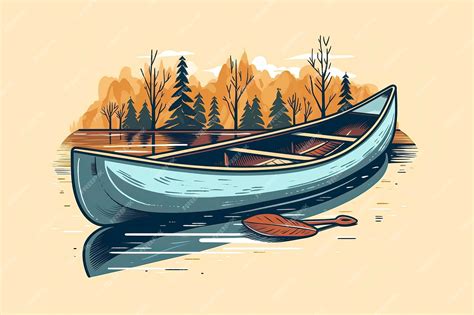 Premium AI Image | Canoe on the river illustration Boat Illustration generative AI