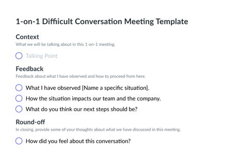 1 On 1 Difficult Conversation Meeting Template Fellow App