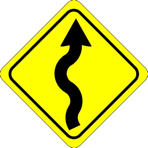 Clipart - curves ahead sign