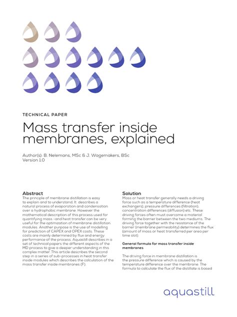 20 0162 AKA ASL Papers TP Heat and Mass Transfer Inside Membranes | PDF ...