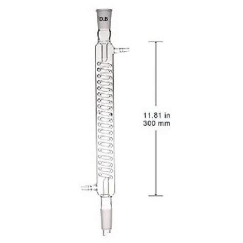 Borosilicate Glass 300 MM CONDENSERS GRAHAM COILED DISTILLATE TYPE DRIP