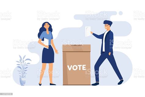 Ilustración De Votante Sosteniendo Boleta De Votación De Papel En Mano