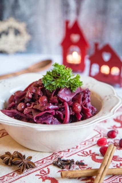 Slow cooker red cabbage with cranberries. Vegan. Gluten Free.