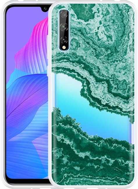 Hoesje Geschikt Voor Huawei P Smart S Turquoise Marble Art Bol