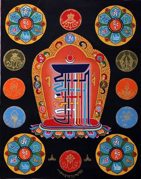 The Ten Syllables Of Tibetan Buddhist Kalachakra Mantra Thangka