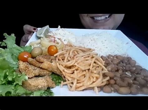 Almo O Peixe Frito Salada Macarr O Arroz Feij O Mukbang Brasil Asmr