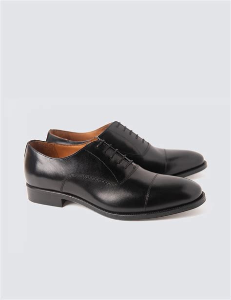 Mens Black Leather Oxford Shoe Hawes And Curtis