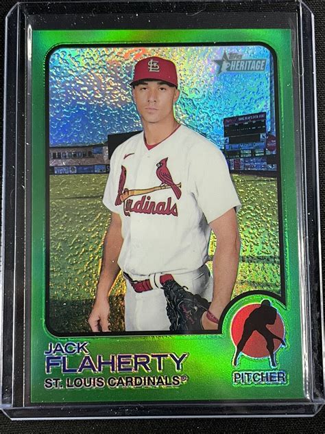 2022 Topps Heritage Chrome Jack Flaherty Cardinals 490 Green Refractor