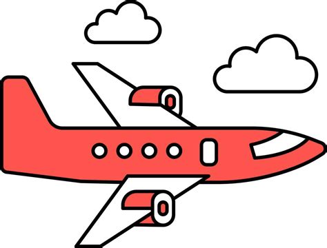 Airplane Icon Or Symbol In Red And White Color. 24196693 Vector Art at ...