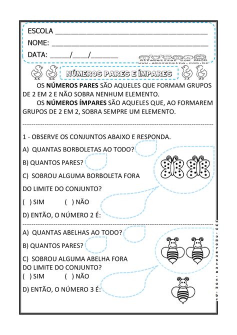 Matem Tica Atividades Pares E Mpares Ano 60200 Hot Sex Picture