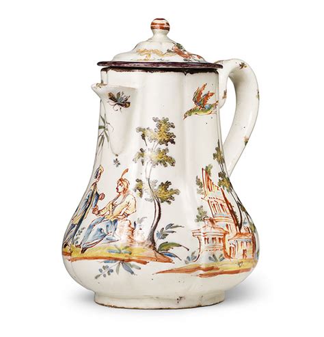 CAFFETTIERA DI MAIOLICA ANTONIO MARIA COPPELLOTTI LODI 1740 CIRCA