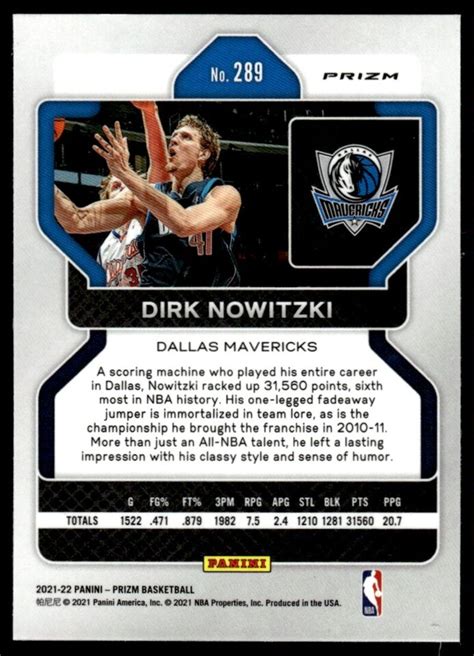 2021 22 Panini Prizm Purple Wave Dirk Nowitzki Dallas Mavericks 289 EBay