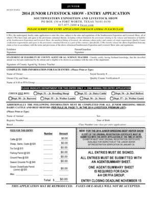 Fillable Online Navarro Agrilife Livestock Jr Show Entry Form Navarro