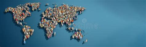 World Population Day A Group Of People On The Map Of The Planet Earth