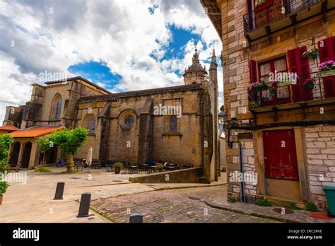 Picturesque half-timbered houses and architecture of Hondarribia old town, Basque country, Spain ...