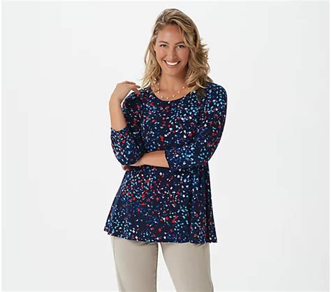 Susan Graver Regular Printed Liquid Knit A Line 3 4 Sleeve Tunic