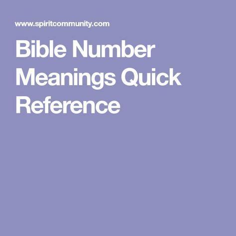 Bible Number Meanings Quick Reference Number Meanings Bible How To