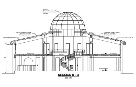 Hotel Building With Dome Roof Section Cad Drawing Download Dwg File