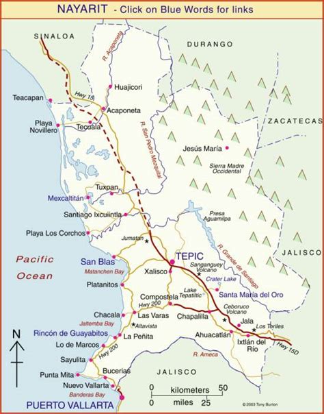 Interactive Map Of Nayarit Mexico Mexconnect