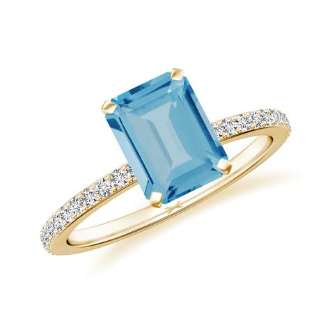 1.94 CT Blue Topaz Moissanite Ring Side Stone Engagement Ring in