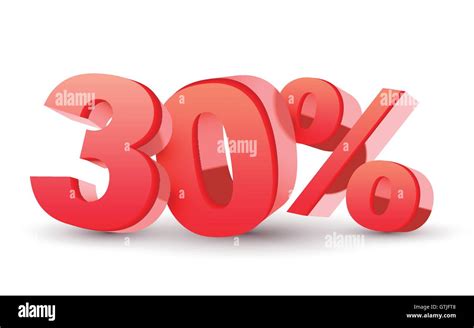 3d Shiny Red Discount Collection 30 Percent Isolated White Background