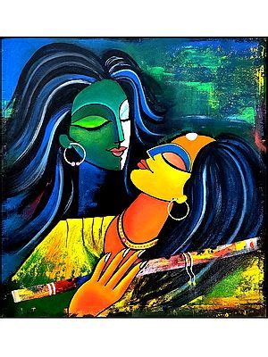 Eternal Love Radha Krishna Acrylic Painting On Canvas By Akash