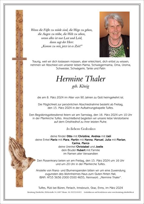 Hermine Thaler Bestattung Ebenbichler