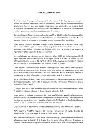 Caso Clinico Nefritis Lupica PDF