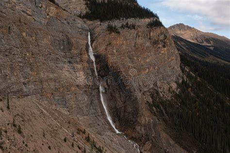 Amazing Aerial View Of Takakkaw Falls In Yoho National Park Stock Image