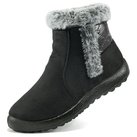 Womens Warm Faux Fur Lined Winter Snow Boots Waterproof Ankle Boots Outdoor Booties Comfortable ...