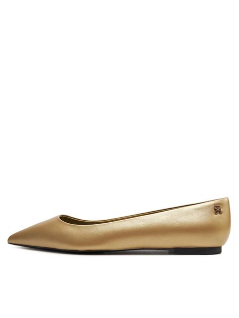 Tommy Hilfiger Ballerinas Gold Pointed Ballerina Fw Fw Golden