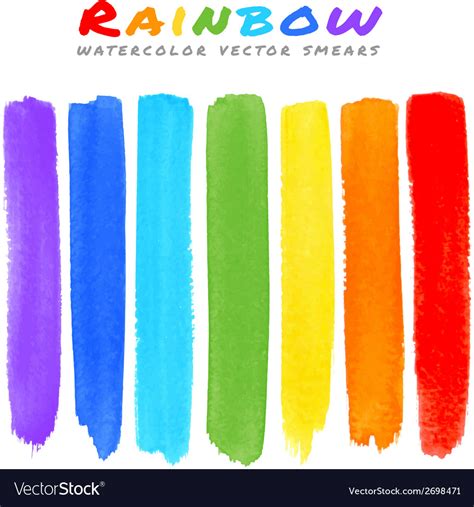 Rainbow Watercolor Brush Smears Royalty Free Vector Image