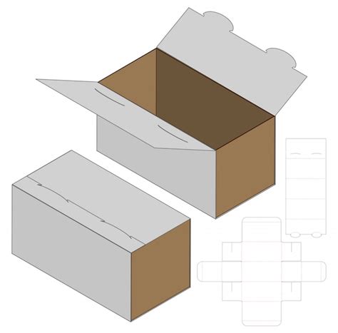 Diseño de plantilla troquelada caja de embalaje 3d Vector Premium