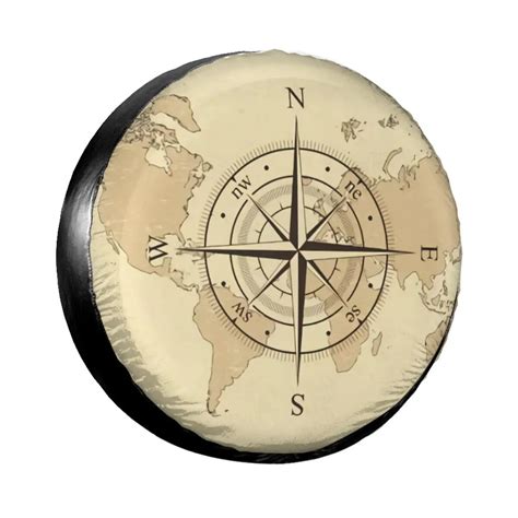 Cardinal Directions And Compass Rose Spare Wheel Tire Cover For Jeep