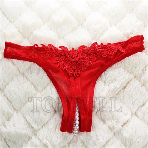 2pcs Sexy Women Pearl Lace Open Crotch Mesh G String Thong Panties Sex