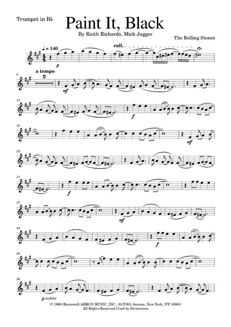 Paint It Black Arr Golden Skull Editions Sheet Music Rolling