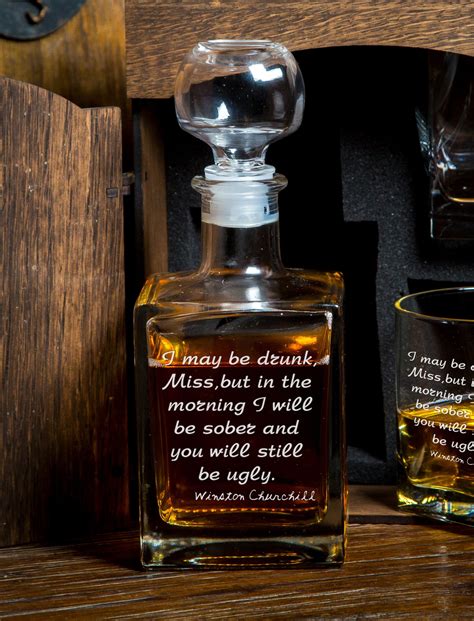 Whiskey Decanter Set 192 1 Winston Churchill Famous Quote Etsy