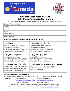 Fillable Online Sponsorship Form DPIL Fax Email Print PdfFiller