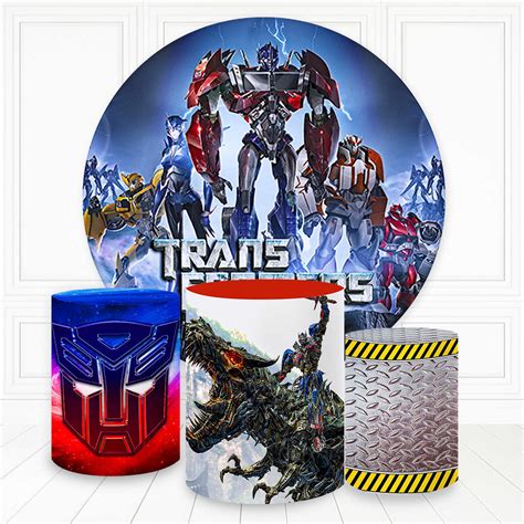 Painel Redondo E Capas Tecido Sublimado Transformers Fkpc Felicit