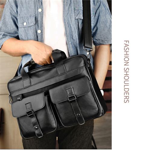 Mens Genuine Leather Vintage Laptop Handbag Briefcase Messenger