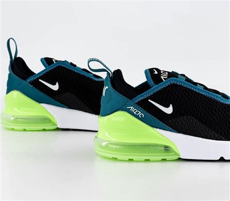 Nike Air Max 270 Kids Trainers Black White Bright Spruce Barely Volt