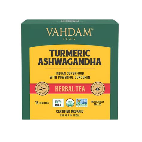 Vahdam Turmeric Ashwagandha Herbal Tea Bags Price Buy Online At ₹180