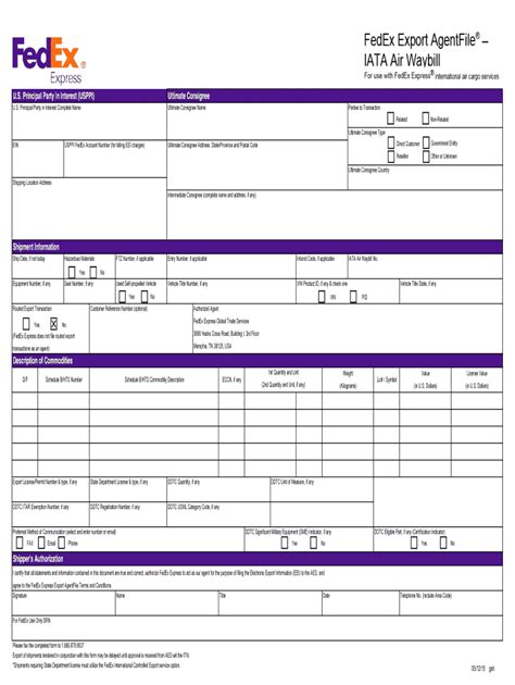 Fedex Export AgentFile 2010 Fill And Sign Printable Template Online