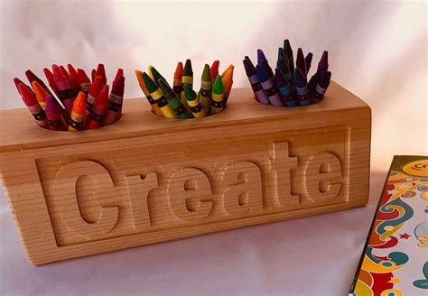 Creative Wooden Crayon Holder Etsy