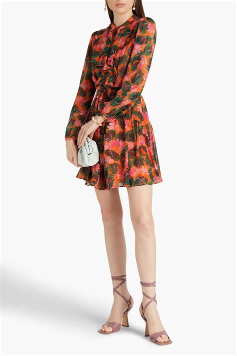 Saloni Tilly Ruffled Printed Silk Georgette Mini Dress In Orange Modesens