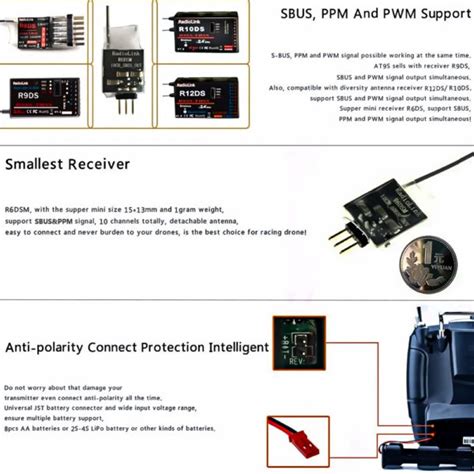 Radiolink AT9S Pro Remote Control System 7 4 18 0V 2 4G 12CH DSSS FHSS